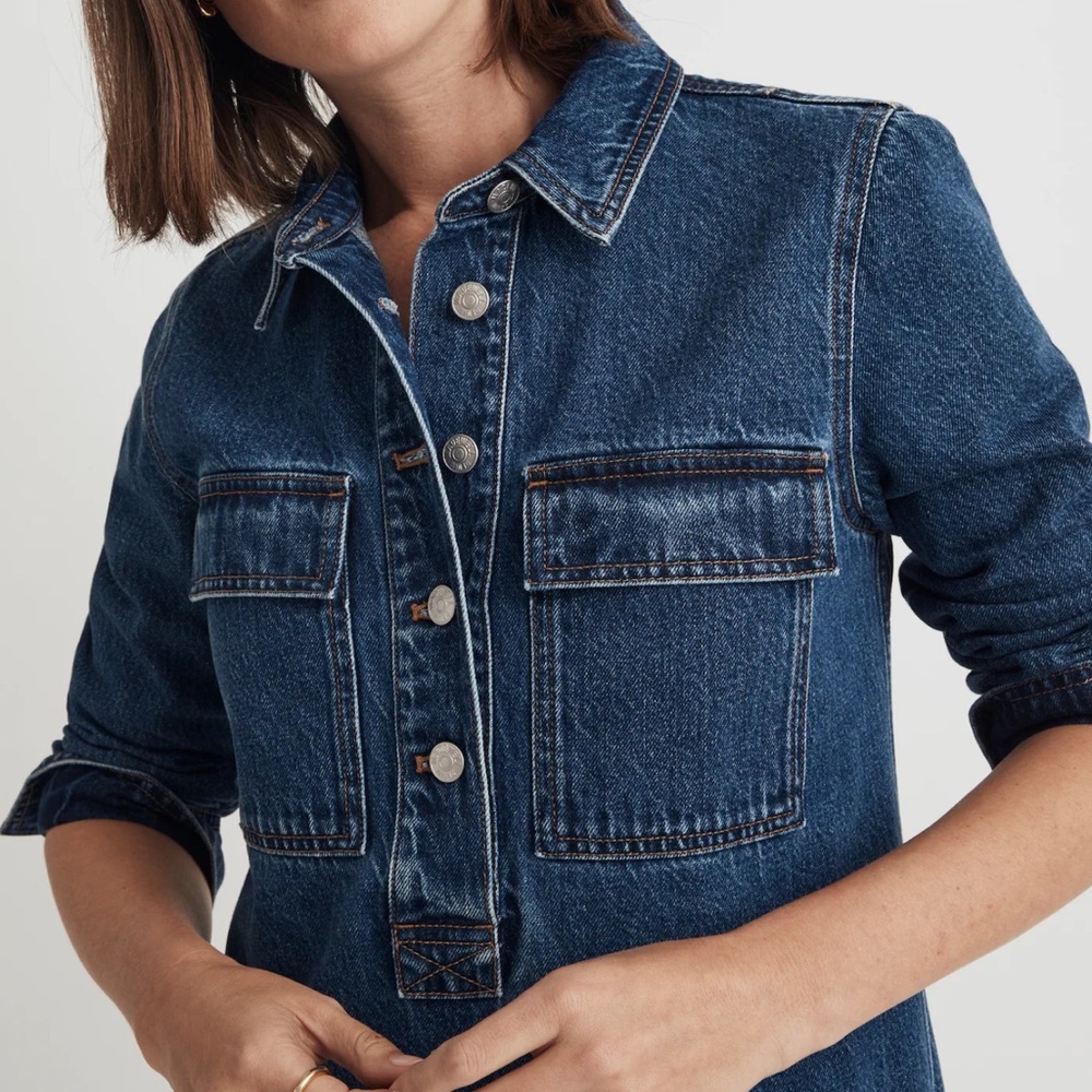 NWOT Madewell Denim Popover Mini Shirtdress XL - Picture 5 of 8